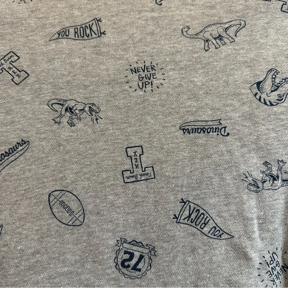 Boys’ Dinosaur sweatshirt New with Tags size 10 with cute plaid elbow patch - Picture 6 of 7